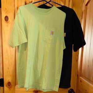 Lot of 2-Carhartt men’s loose fit pocket T-size large-black and green-heavy duty